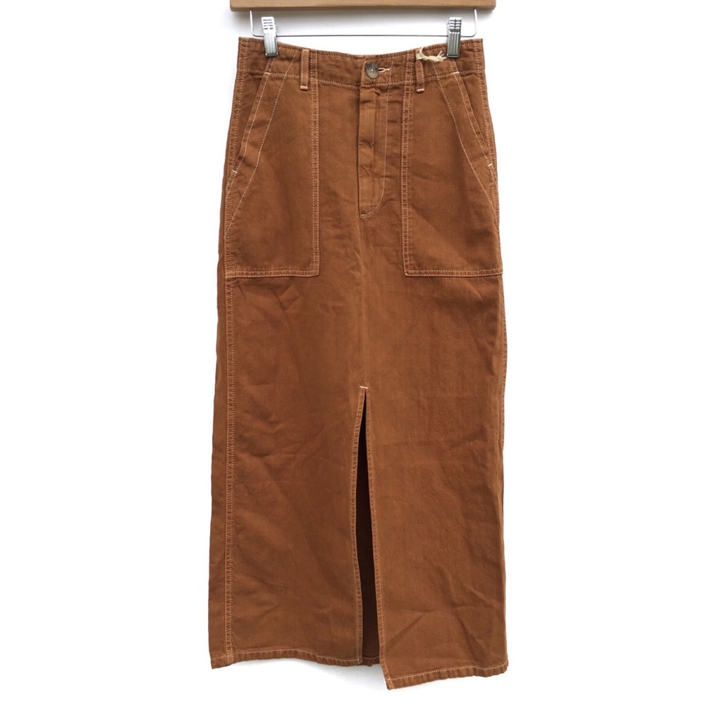Zara Linen High Waist Patch Pocket Maxi Skirt - Picture 2 of 7